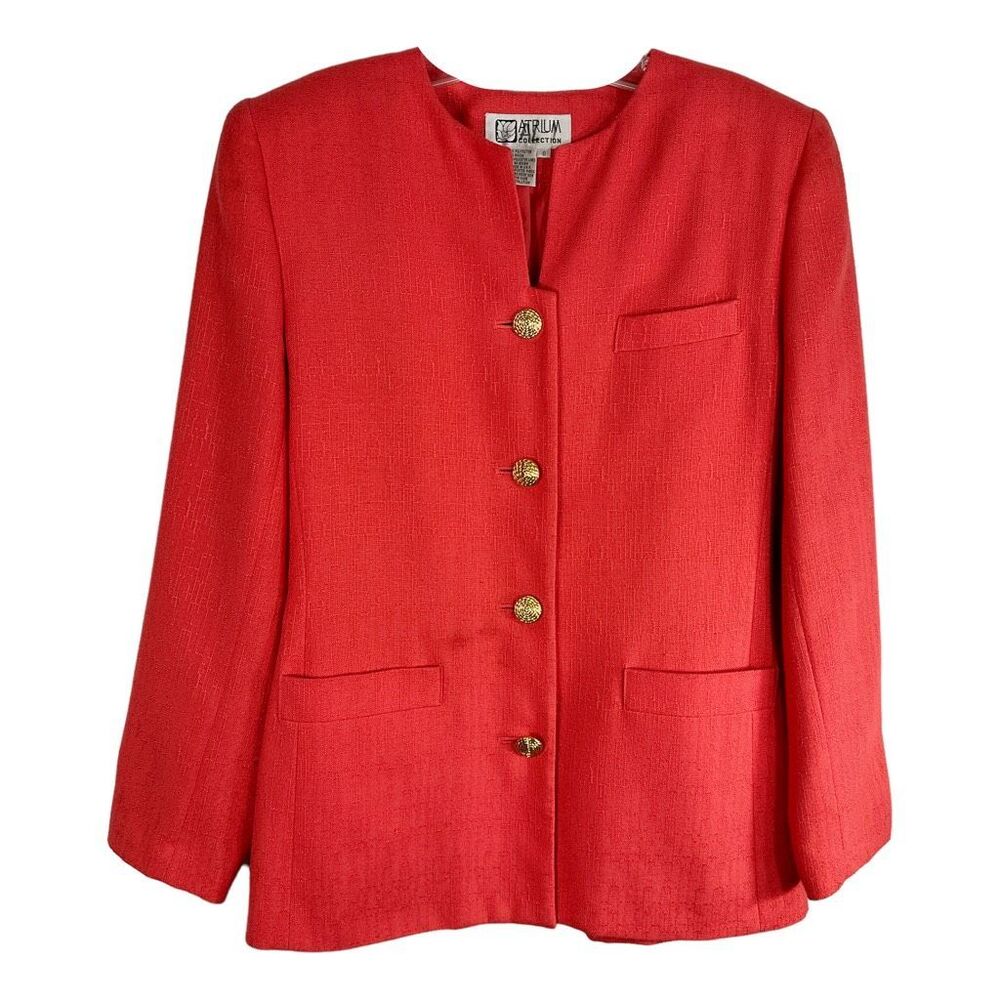 Atrium Size 8 Jacket Blazer Pink Gold Buttons Back Chain Lined Pockets‎ 1247